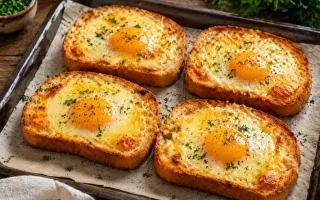Запечённый хлеб с яйцом и сыром в духовке просто и вкусно