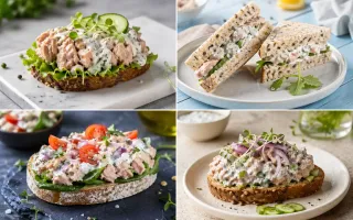 Бутерброды с тунцом и йогуртовым соусом для лёгкого перекуса