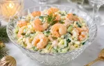 Нежный праздничный салат с креветками и яйцом