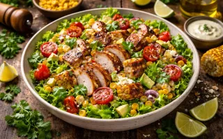 Салат с копчёной курицей и кукурузой для быстрого ужина