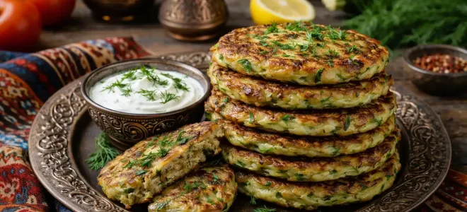 Кабачковые оладьи по-турецки с сыром и зеленью