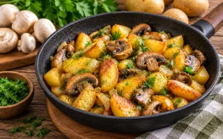 Как пожарить картошку с грибами и сохранить корочку