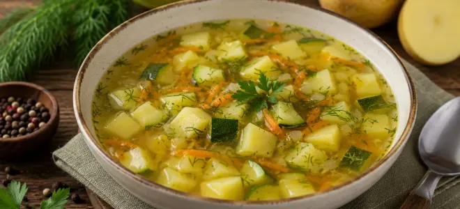 Как приготовить лёгкий кабачковый суп с картофелем