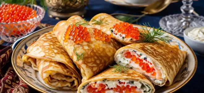 Блинчики с царской начинкой для праздничного стола