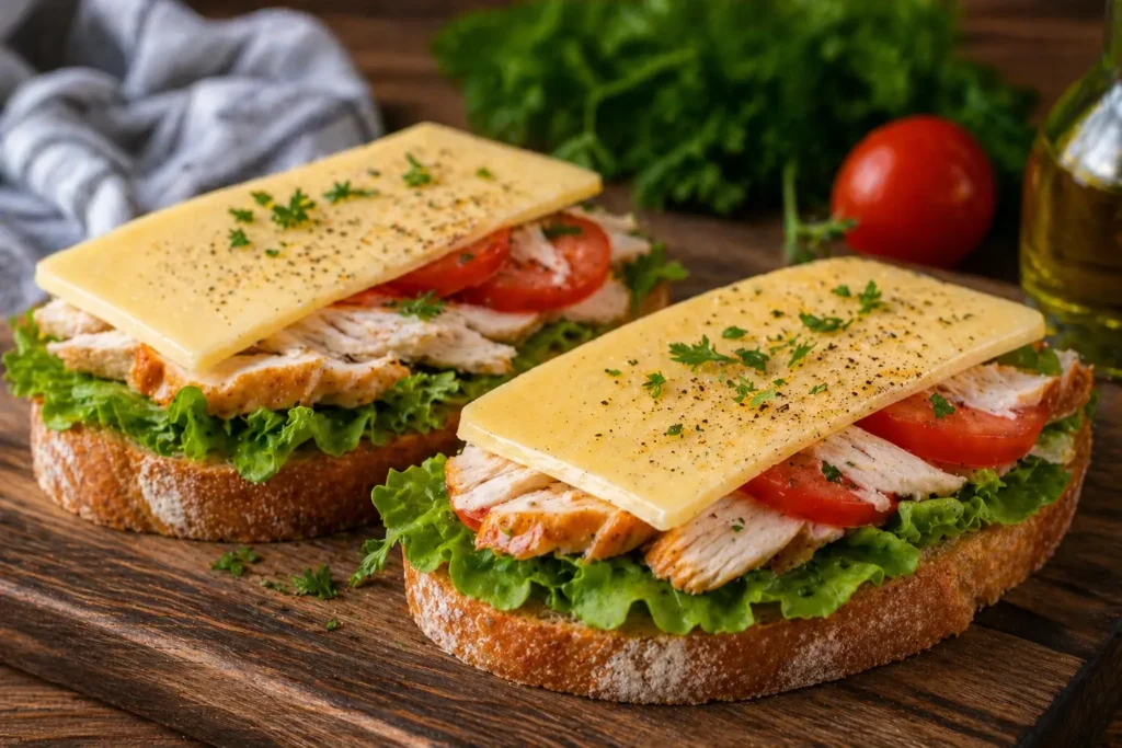 Вариант с копчёной курицей и сыром на каждый день