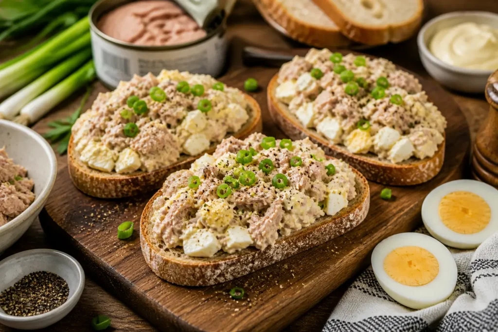 Тунец с яйцом и соусом: простой рецепт на хлебе