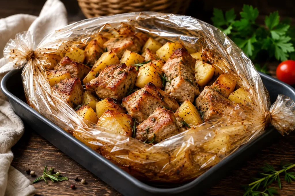 Свинина с картошкой в рукаве: сочный рецепт
