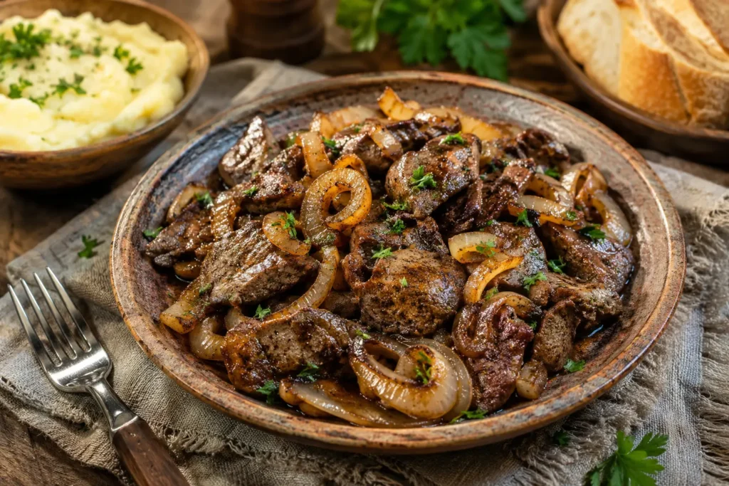 Куриная печень с луком — бюджетно и вкусно